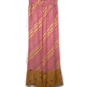 Elevenses Wide Leg Bell Bottom Striped Floral Pant